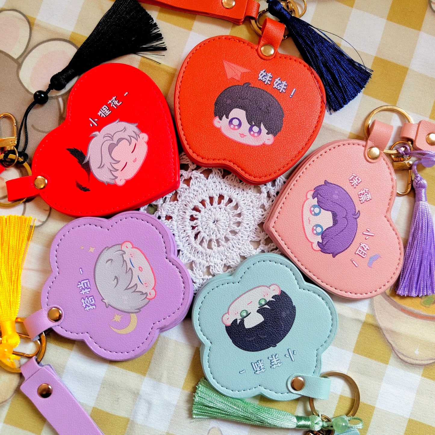 LADs compact mirror keychains